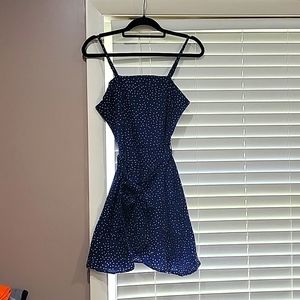 Navy Blue/White Polka Dot Cami Mini Dress